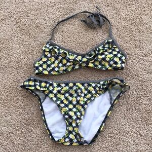 Red Camel medium floral ruffled halter bikini set.